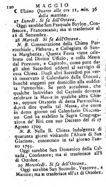 Diario di Colorno per l'anno 1777.[-1802.] nel quale trovansi segnate tutte le funzioni ecclesiastiche e tutte le indulgenze, oltre alla dichiarazione di varie cose necessarie, dilettevoli ed utili agli abitanti di Colorno a cui comodo, e uantaggio principalmente è stato composto