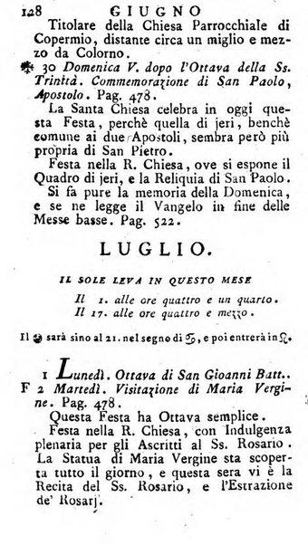 Diario di Colorno per l'anno 1777.[-1802.] nel quale trovansi segnate tutte le funzioni ecclesiastiche e tutte le indulgenze, oltre alla dichiarazione di varie cose necessarie, dilettevoli ed utili agli abitanti di Colorno a cui comodo, e uantaggio principalmente è stato composto