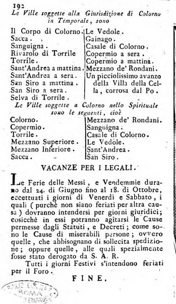 Diario di Colorno per l'anno 1777.[-1802.] nel quale trovansi segnate tutte le funzioni ecclesiastiche e tutte le indulgenze, oltre alla dichiarazione di varie cose necessarie, dilettevoli ed utili agli abitanti di Colorno a cui comodo, e uantaggio principalmente è stato composto