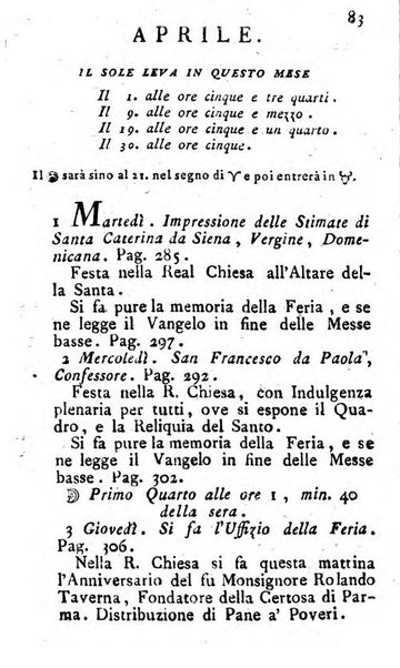 Diario di Colorno per l'anno 1777.[-1802.] nel quale trovansi segnate tutte le funzioni ecclesiastiche e tutte le indulgenze, oltre alla dichiarazione di varie cose necessarie, dilettevoli ed utili agli abitanti di Colorno a cui comodo, e uantaggio principalmente è stato composto