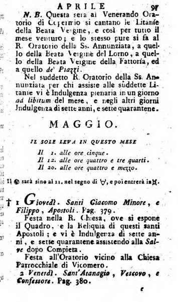 Diario di Colorno per l'anno 1777.[-1802.] nel quale trovansi segnate tutte le funzioni ecclesiastiche e tutte le indulgenze, oltre alla dichiarazione di varie cose necessarie, dilettevoli ed utili agli abitanti di Colorno a cui comodo, e uantaggio principalmente è stato composto