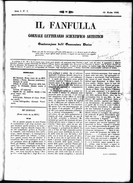 Fanfulla : giornale letterario, scientifico, artistico