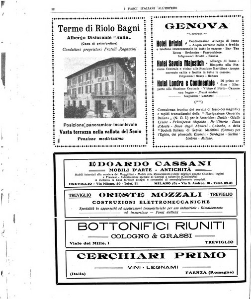 I fasci italiani all'estero bollettino della segreteria generale