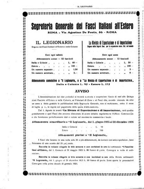 I fasci italiani all'estero bollettino della segreteria generale