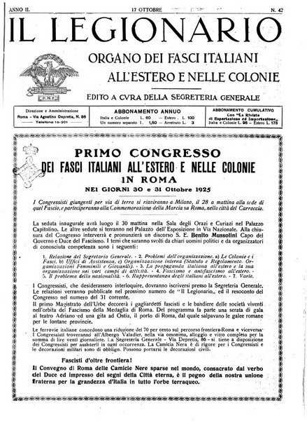 I fasci italiani all'estero bollettino della segreteria generale