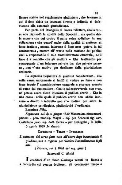 Giornale del Foro in cui si raccolgono le più importanti regiudicate dei supremi tribunali di Roma e dello Stato pontificio in materia civile