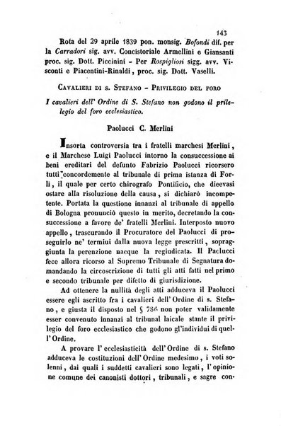 Giornale del Foro in cui si raccolgono le più importanti regiudicate dei supremi tribunali di Roma e dello Stato pontificio in materia civile