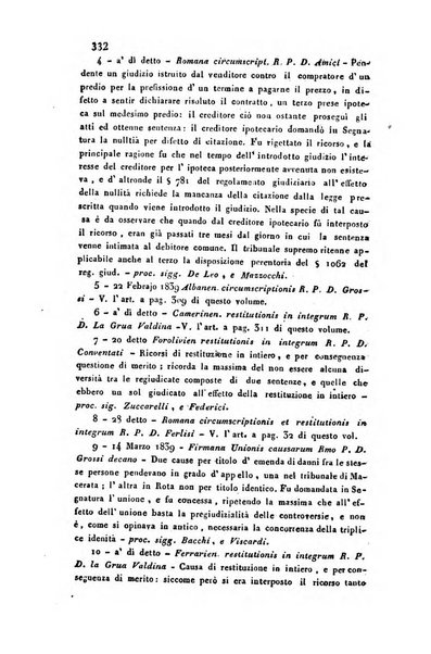 Giornale del Foro in cui si raccolgono le più importanti regiudicate dei supremi tribunali di Roma e dello Stato pontificio in materia civile