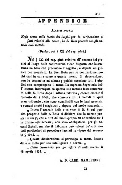 Giornale del Foro in cui si raccolgono le più importanti regiudicate dei supremi tribunali di Roma e dello Stato pontificio in materia civile