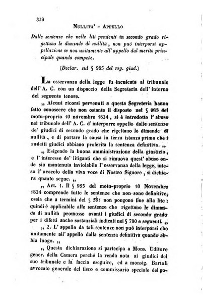 Giornale del Foro in cui si raccolgono le più importanti regiudicate dei supremi tribunali di Roma e dello Stato pontificio in materia civile