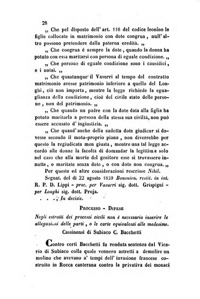 Giornale del Foro in cui si raccolgono le più importanti regiudicate dei supremi tribunali di Roma e dello Stato pontificio in materia civile