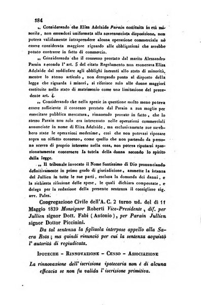 Giornale del Foro in cui si raccolgono le più importanti regiudicate dei supremi tribunali di Roma e dello Stato pontificio in materia civile