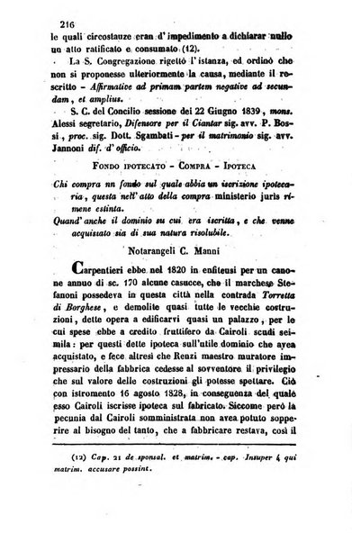 Giornale del Foro in cui si raccolgono le più importanti regiudicate dei supremi tribunali di Roma e dello Stato pontificio in materia civile