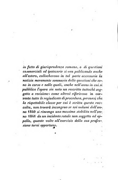 Giornale del Foro in cui si raccolgono le più importanti regiudicate dei supremi tribunali di Roma e dello Stato pontificio in materia civile