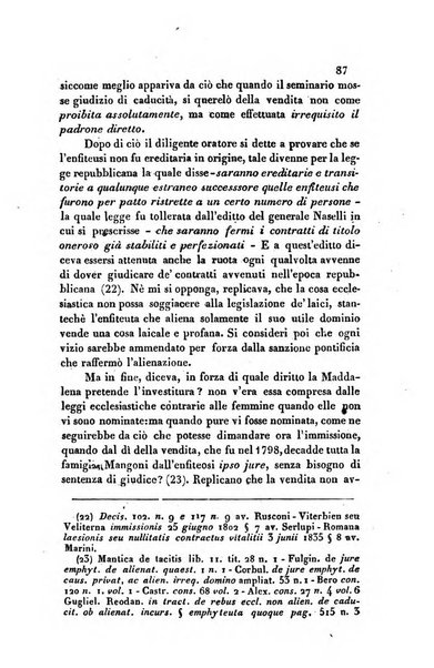 Giornale del Foro in cui si raccolgono le più importanti regiudicate dei supremi tribunali di Roma e dello Stato pontificio in materia civile