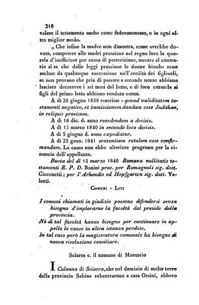 Giornale del Foro in cui si raccolgono le più importanti regiudicate dei supremi tribunali di Roma e dello Stato pontificio in materia civile