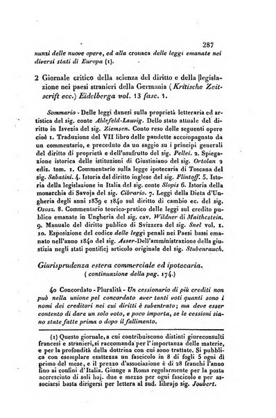 Giornale del Foro in cui si raccolgono le più importanti regiudicate dei supremi tribunali di Roma e dello Stato pontificio in materia civile