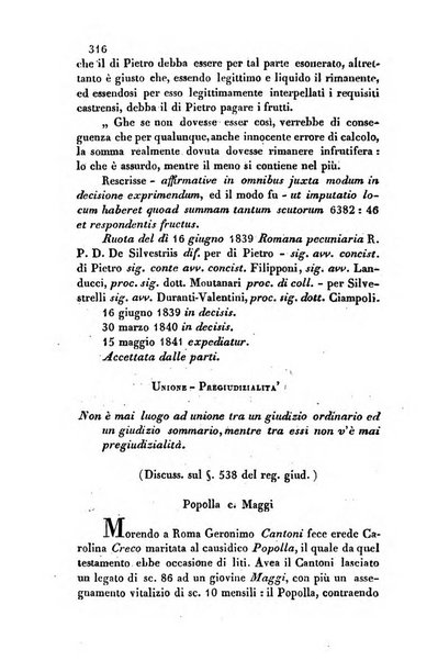 Giornale del Foro in cui si raccolgono le più importanti regiudicate dei supremi tribunali di Roma e dello Stato pontificio in materia civile