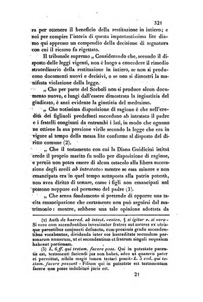 Giornale del Foro in cui si raccolgono le più importanti regiudicate dei supremi tribunali di Roma e dello Stato pontificio in materia civile