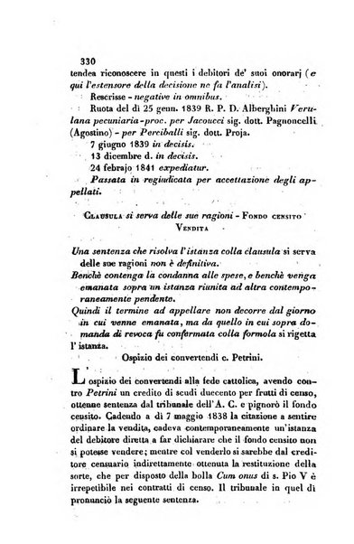 Giornale del Foro in cui si raccolgono le più importanti regiudicate dei supremi tribunali di Roma e dello Stato pontificio in materia civile