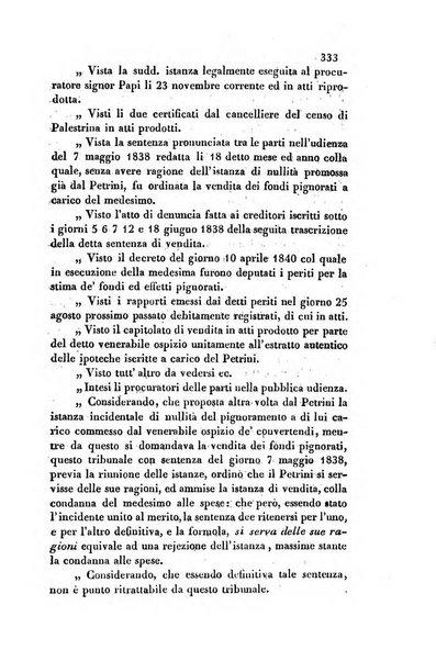 Giornale del Foro in cui si raccolgono le più importanti regiudicate dei supremi tribunali di Roma e dello Stato pontificio in materia civile