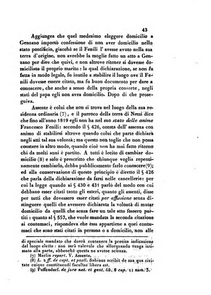 Giornale del Foro in cui si raccolgono le più importanti regiudicate dei supremi tribunali di Roma e dello Stato pontificio in materia civile