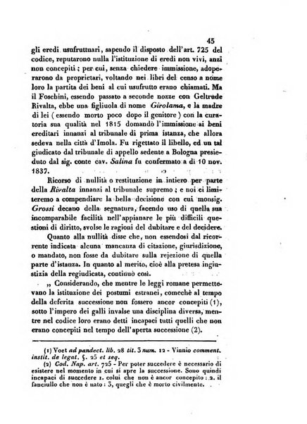 Giornale del Foro in cui si raccolgono le più importanti regiudicate dei supremi tribunali di Roma e dello Stato pontificio in materia civile