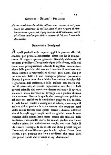 Giornale del Foro in cui si raccolgono le più importanti regiudicate dei supremi tribunali di Roma e dello Stato pontificio in materia civile