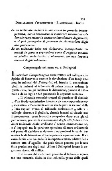 Giornale del Foro in cui si raccolgono le più importanti regiudicate dei supremi tribunali di Roma e dello Stato pontificio in materia civile