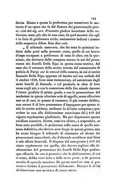 Giornale del Foro in cui si raccolgono le più importanti regiudicate dei supremi tribunali di Roma e dello Stato pontificio in materia civile