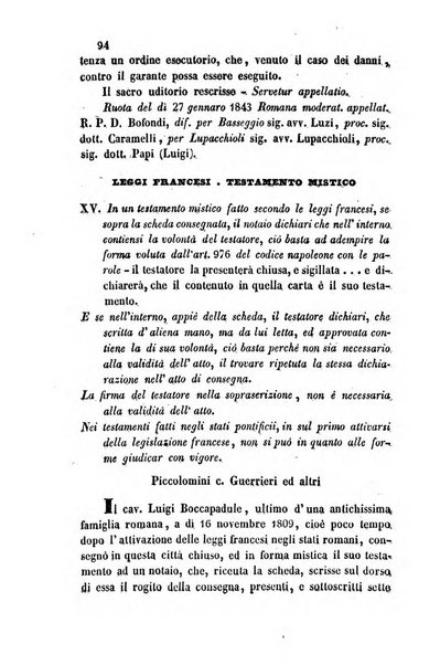 Giornale del Foro in cui si raccolgono le più importanti regiudicate dei supremi tribunali di Roma e dello Stato pontificio in materia civile