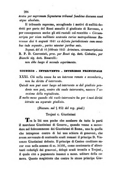 Giornale del Foro in cui si raccolgono le più importanti regiudicate dei supremi tribunali di Roma e dello Stato pontificio in materia civile