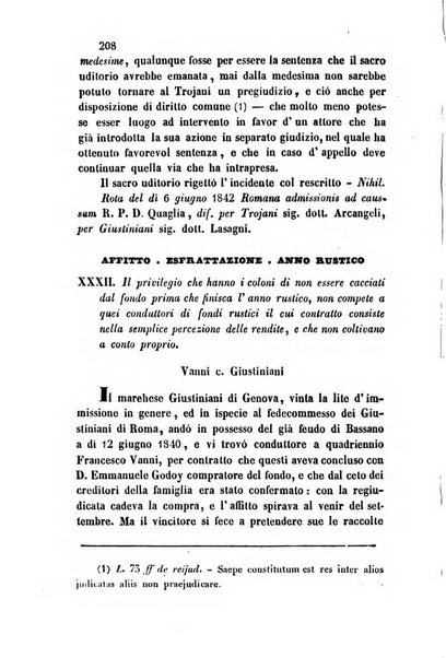 Giornale del Foro in cui si raccolgono le più importanti regiudicate dei supremi tribunali di Roma e dello Stato pontificio in materia civile