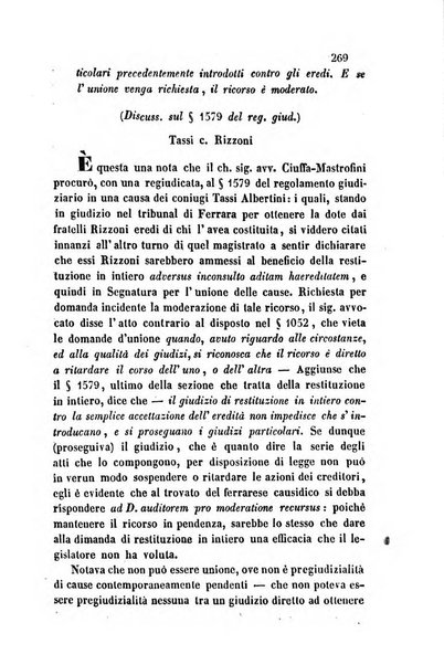 Giornale del Foro in cui si raccolgono le più importanti regiudicate dei supremi tribunali di Roma e dello Stato pontificio in materia civile