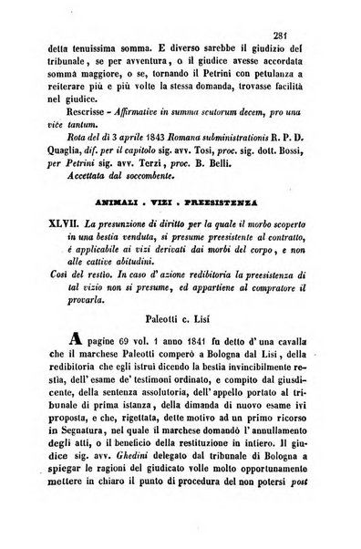 Giornale del Foro in cui si raccolgono le più importanti regiudicate dei supremi tribunali di Roma e dello Stato pontificio in materia civile