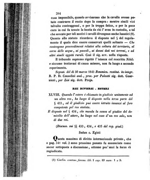 Giornale del Foro in cui si raccolgono le più importanti regiudicate dei supremi tribunali di Roma e dello Stato pontificio in materia civile