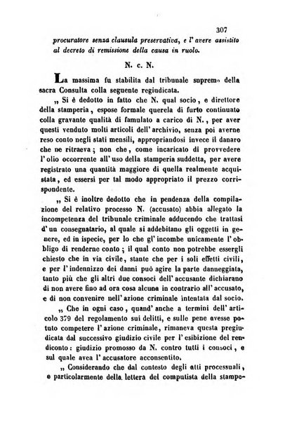 Giornale del Foro in cui si raccolgono le più importanti regiudicate dei supremi tribunali di Roma e dello Stato pontificio in materia civile