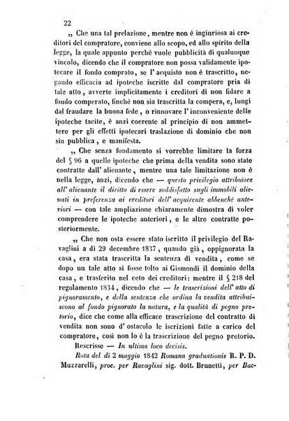 Giornale del Foro in cui si raccolgono le più importanti regiudicate dei supremi tribunali di Roma e dello Stato pontificio in materia civile