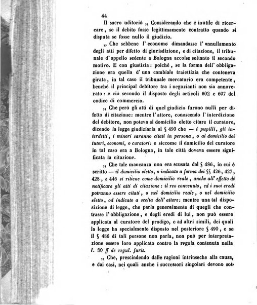 Giornale del Foro in cui si raccolgono le più importanti regiudicate dei supremi tribunali di Roma e dello Stato pontificio in materia civile