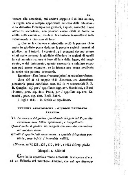 Giornale del Foro in cui si raccolgono le più importanti regiudicate dei supremi tribunali di Roma e dello Stato pontificio in materia civile