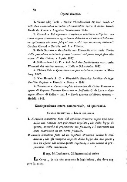 Giornale del Foro in cui si raccolgono le più importanti regiudicate dei supremi tribunali di Roma e dello Stato pontificio in materia civile