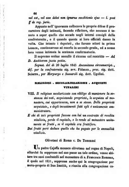 Giornale del Foro in cui si raccolgono le più importanti regiudicate dei supremi tribunali di Roma e dello Stato pontificio in materia civile