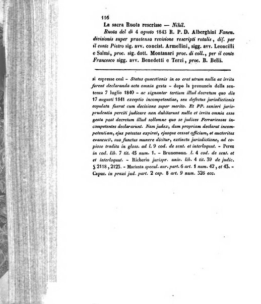 Giornale del Foro in cui si raccolgono le più importanti regiudicate dei supremi tribunali di Roma e dello Stato pontificio in materia civile