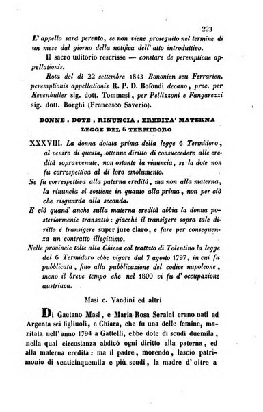 Giornale del Foro in cui si raccolgono le più importanti regiudicate dei supremi tribunali di Roma e dello Stato pontificio in materia civile