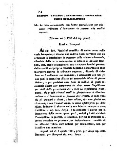 Giornale del Foro in cui si raccolgono le più importanti regiudicate dei supremi tribunali di Roma e dello Stato pontificio in materia civile