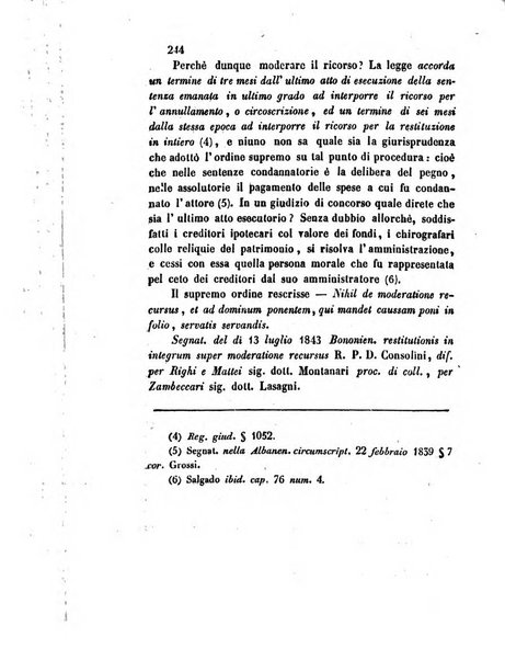 Giornale del Foro in cui si raccolgono le più importanti regiudicate dei supremi tribunali di Roma e dello Stato pontificio in materia civile