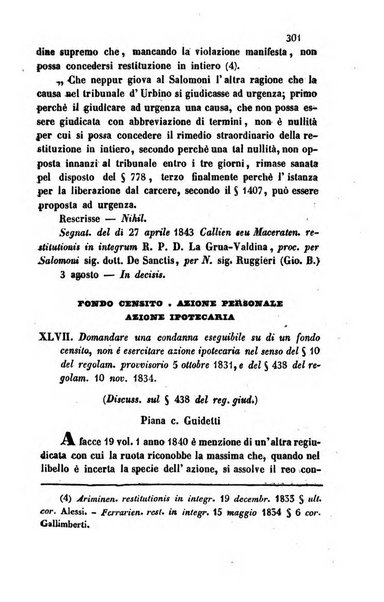 Giornale del Foro in cui si raccolgono le più importanti regiudicate dei supremi tribunali di Roma e dello Stato pontificio in materia civile