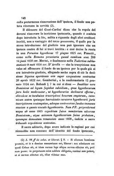 Giornale del Foro in cui si raccolgono le più importanti regiudicate dei supremi tribunali di Roma e dello Stato pontificio in materia civile