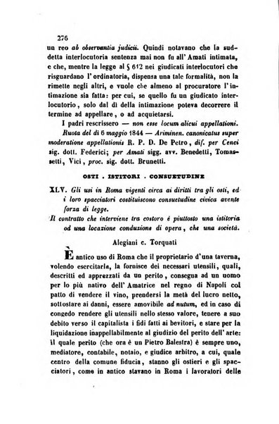 Giornale del Foro in cui si raccolgono le più importanti regiudicate dei supremi tribunali di Roma e dello Stato pontificio in materia civile