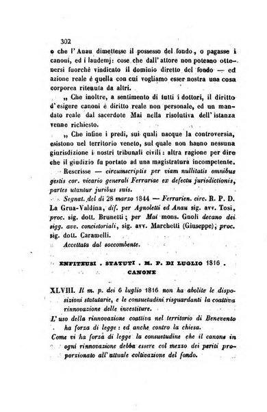 Giornale del Foro in cui si raccolgono le più importanti regiudicate dei supremi tribunali di Roma e dello Stato pontificio in materia civile